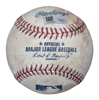 2017 Mookie Betts Game Used OML Manfred Baseball Used on 5/9/17 For A Single (MLB Authenticated)
